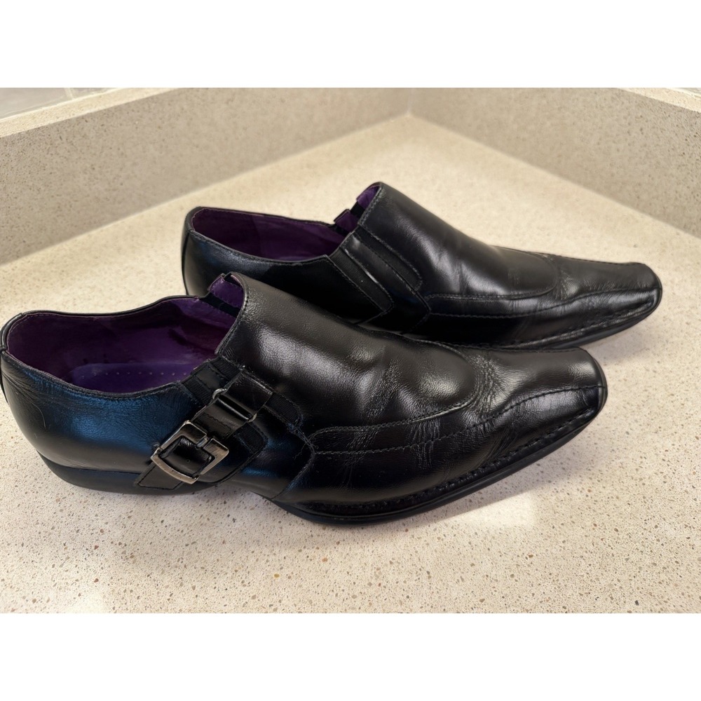 Giorgio Brutini Mens 11M Black Leather Monk Strap Square Toe Dress Shoes Buckle